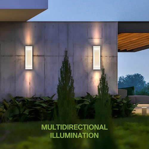 Image of ASD LED 18 inch Bubble Glass Wall Light Fixture, Outdoor & Indoor Seeded Sconce | 3CCT, Waterproof, Dimmable, Up-Down Glow, ETL Listed | 22W 520LM 3000-5000K 100-277V | Exterior Porch Lighting | White