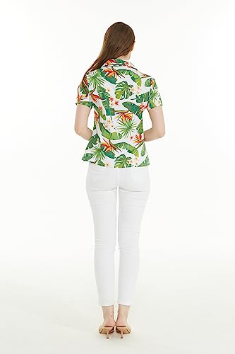 Couple Matching Hawaiian Luau Men and Women Shirts in Bird of Paradise3