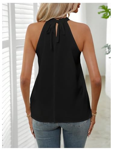 Women's Summer Halter Tops Tie Back Frill Sleeveless Casual Blouses for Women Dressy Work Shirts2