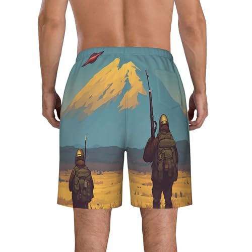 Fighting Aliens Men's Beach Pants-Quick-Dry & Comfortable Mens Beach Shorts for Men, Perfect for Surfing and Everyday Wear White3