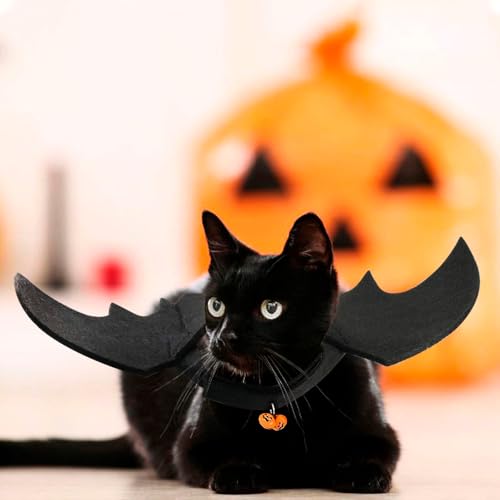 Katze Fledermaus Kostüm - Einstellbares Katzenkostüm Cosplay Dekoration Halloween Fledermaus Haustierkleidung mit Fledermausflügeln für Hund Katze Schwarz Halloween Party Cosplay Haustierkostüm