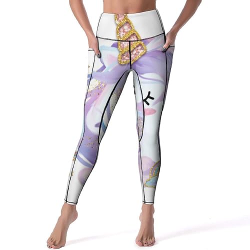 Legging de sport femmes taille haute gainant Licorne Fantastique gym yoga S