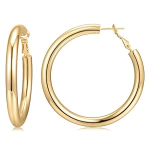 Chunky Gold Hoop Earrings 14K Gold Plated 925 Sterling Silver Post Thick Tube Hoops for Women And Girls…