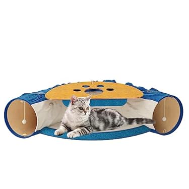 AMAZON - SOWONE Cat Tunnel for Indoor Cats, Multifunctional Pet Play Tunnel with Bed, Washable Pet Toys for Small Medium and Large Cats, Rabbits, Puppies, Blue