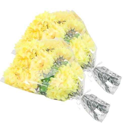 Veemoon 2 Mazzi di Crisantemi Artificiali per Cimitero Fiori di Plastica Resistenti per Decorazione Lapide Composizione Floreale Commemorativa per Funerali e Luoghi di Riposo