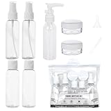 8Pcs Travel Bottles for Toiletries,100ml Travel Spray Bottle Mini Shampoo and Conditioner Set,Plastic Refillable Travel Pots,Clear Empty Small Jars with Lids for Traveling Make-up Skincare Cleaning