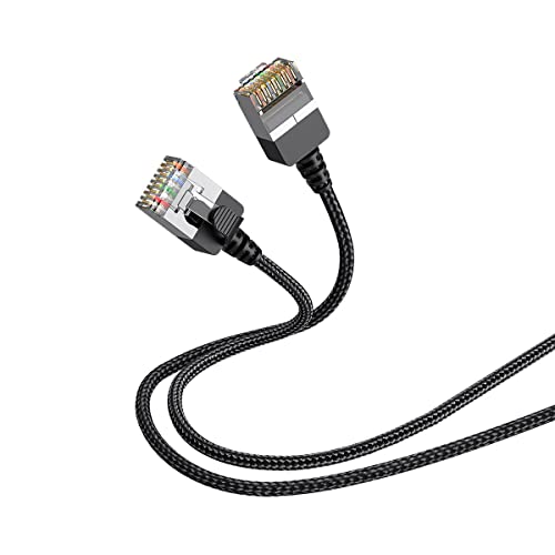 Juxinice Cat6A Ethernet Cable Slim 10Ft, Soft Nylon Net Cat 6 Ethernet Cable Ultra Thin & Flexible And Light Copper Wire 10Gbps 32Awg For Pc, Mac, Laptop,Ps5, Ps4,Xbox In Black #TOP7