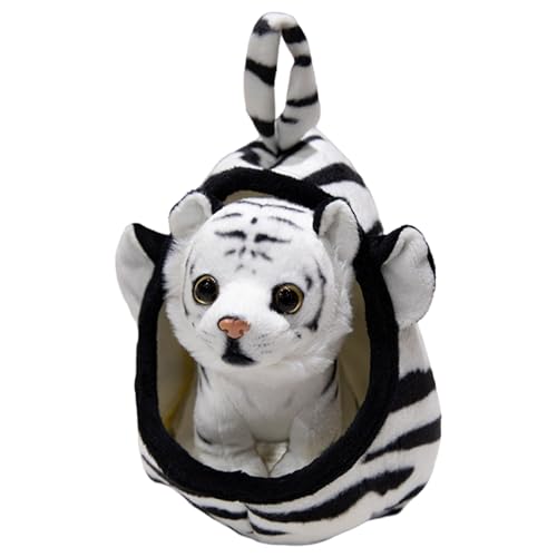 Wedhapy Peluche de Tigre Blanco de 18 cm con guarida y asa, Lindos Peluches realistas para niñas, niños y niños.