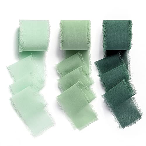 AOKSUNOVA Geschenkband Chiffon Grün 38mm Geschenkbänder Breit Chiffonband Stoffband Geschenk Band