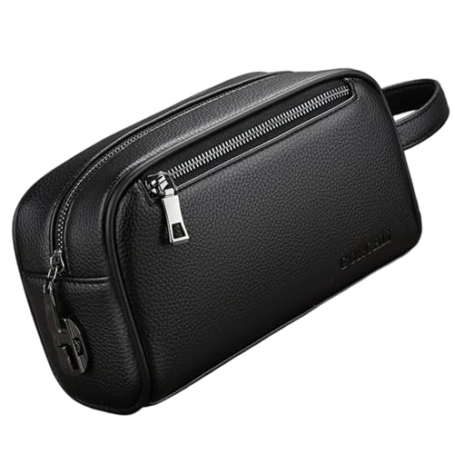 Sac à main cuir hommes avec serrure codée anti-vol poignée douce