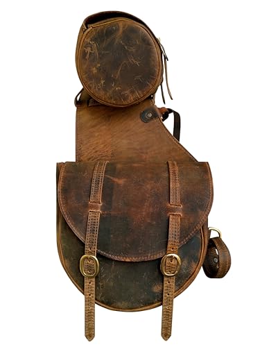 CHALLENGER Distressed Brown Genuine Leather Deluxe Oversized Saddle Cantle Riding