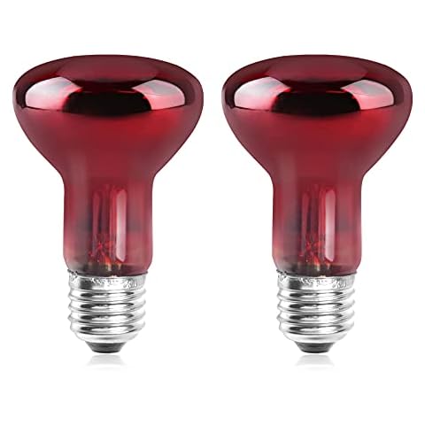 DoRight Reptile Infrared Night Heating Lamp Bulb E27 50W Dimmable R63 Lamp Shape Backlight Infrared Heat Lamp Basking Spot Light Bulb for Bearded Dragon, Lizard, Tortoise, Reptiles & Amphibians Cover
