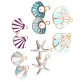 RUNROTOO Colgantes de Collar en Estilo Océano Forma de Concha Oceánica 20 en Aleación Azul, Accesorios Decorativos Creativos para y Llaveros