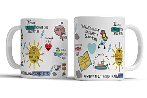 Image of 3k My mindfull Morning Motivational Mug Ceramic 350ml Motivational Quote Coffee Mug and Tea Cup for Gift to Friend Brother Sister and Sister in Law Best Gift for Christmas (moti05)