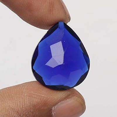 REAL-GEMS Loose Gemstones For Jewelry Making Blue Topaz 21.70 Carat Pear Shaped Gemstone Necklace For Women And Men