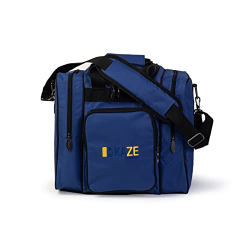 KAZE SPORTS Deluxe Bowlingtasche für Einzelball - Tragetasche mit zwei Seitentaschen (blau) Cover