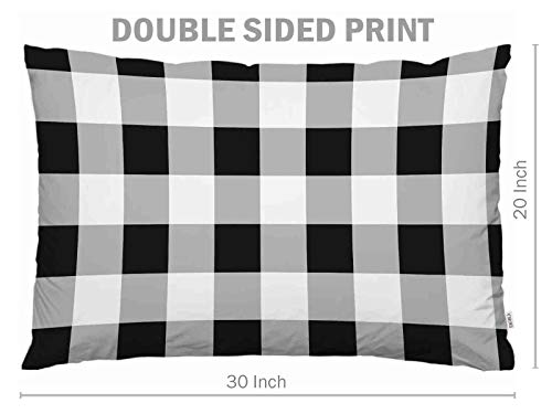 Ekobla Throw Pillow Cover Buffalo Check Plaid Retro Black White Classic Tartan Rustic Geometric Design Decor Lumbar Pillow Case Cushion For Sofa Couch Bed Standard Queen Size 20X30 Inch #TOP6