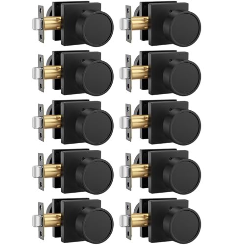 Image of Goldenwarm Black Door Knobs Interior, Privacy Door Knob Zinc Alloy, Matte Black Interior Door Knobs for Bedroom Bathroom, 10 Pack