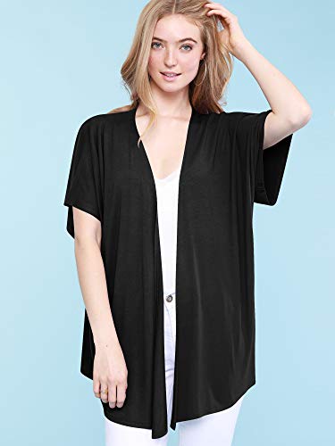 Made By Johnny Women's Kimono Style Short Sleeve Dolman Cardigan - Lightweight Open Front Summer Cover-Up3