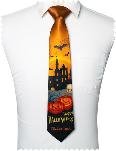 RBOCOTT Halloween Tie Pumpkins Bats and Ghosts Holiday Party Funny Necktie (55)