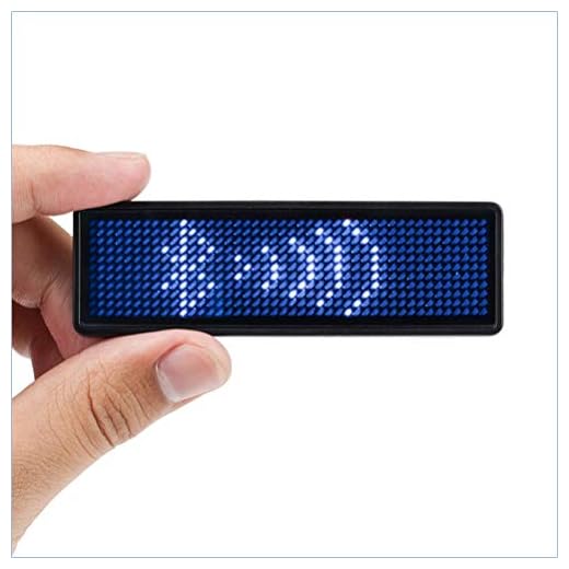 Coolbird Blue LED Name Tag, Rechargeable Wireless Bluetooth LED Name Badge Reuseable Price Tag 44x11 Pixels Digital Sign for Restaurant Shop Exhibition Nightclub Hotel
