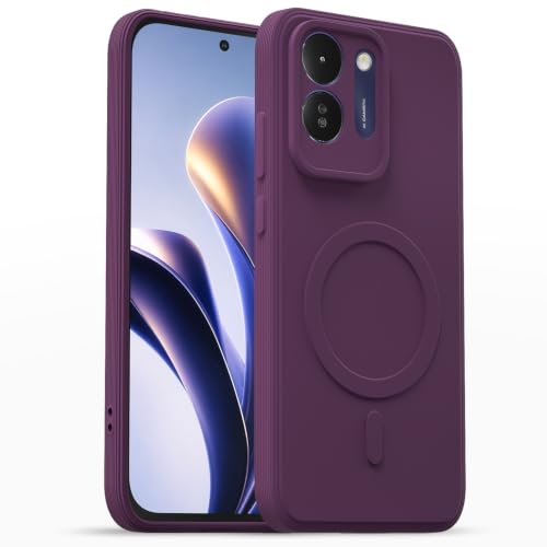 Image of Outlouders Back Cover for Poco M8x 5G | Soft Matte Silicone | Slim Fit | Magnetic-Safe Logo Design (Magnetic-Safe Not Compatible) | Shockproof | Camera Protection Bumper Case (Purple)