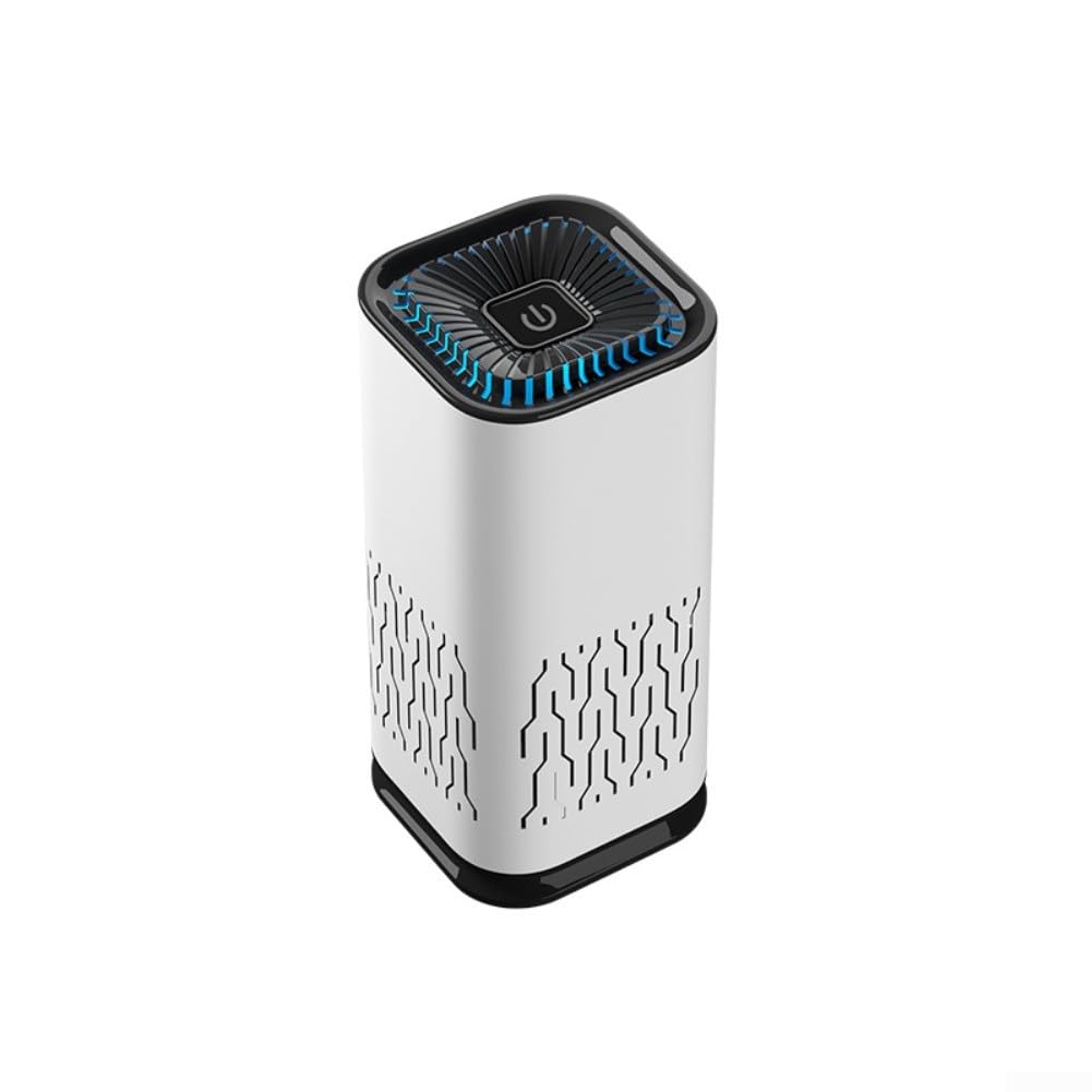 Purificatore silenzioso per camera da letto e auto con controllo touch, 25 dB, a basso rumore, portatile, per veicoli domestici, design compatto, 6 W, bianco