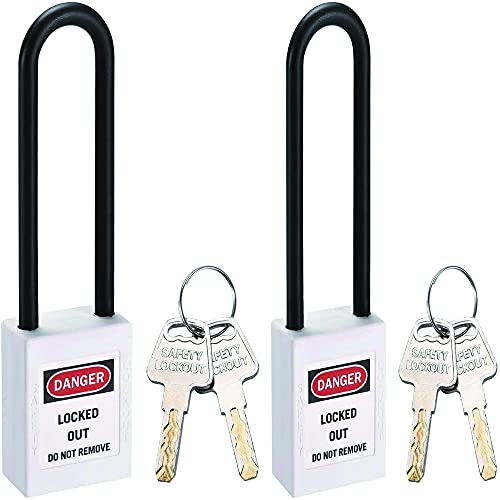 Image of Lockout Tagout Locks Safety Padlock Loto Locks Keyed Alike PA Lock Out Tag Out Steel Shackle Small Luggage Padlocks White 2PCS