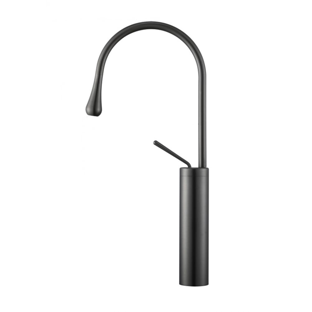 Mitigeur de lavabo en laiton gris avec bec rotatif à 360° pour une salle de bain moderne
