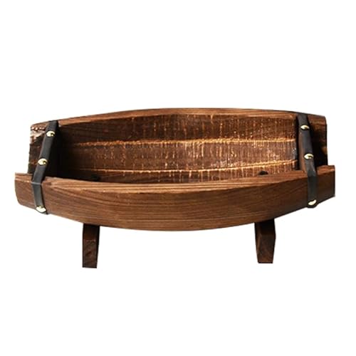 HANABASS Half Barrel Planters Rustic Wine Barrel Boat Shelf Tall