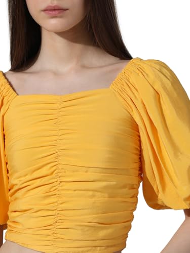 Image of ONLY Women's Cotton Solid Slim Fit T-Shirt