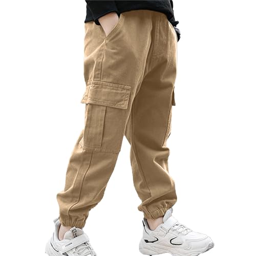 Boys Cargo Pants Elastic Waist Casual Jogging Trousers Bottom Jogger Pants Sweatpants for Kids 6-14 Years