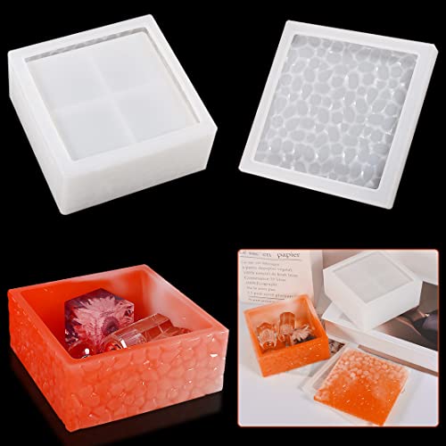 Zayookey Storage Box Resin Mold, Square Jar Silicone Resin Molds with Lid, Cube Epoxy Casting Mould Jewelry Box Mold for DIY Craft Trinket Candy Container Flower Pot (Square Shape)