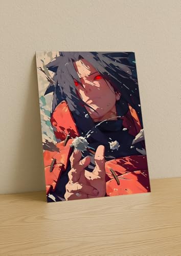 Image of NIJUKA Anime Printed Metal sheet Poster For Home And Room Decoration | For Anime Art Fans Boys And Girls (Madara vs 80 Shinobe)
