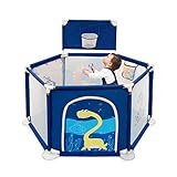 Vallas para niños vallas con malla transpirable, vallas portátiles con aros de baloncesto ，Parque Infantil De 6 Paneles Para Niños (tipo02)