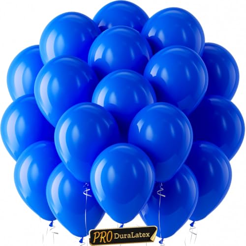 Image of Bezente Pro Duralatex Royal Blue Extra-Thick Balloons 120 Pack 10 inch | Royal Blue Balloons for Birthday Graduation Baseball Nautical Retirement Bachelorette Patriotic Party Decorations