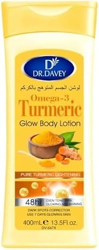Turmeric Body Lotion, Dr Davey Omega 3 Turmeric Glow, 400ml, 48-Hour Moisture,