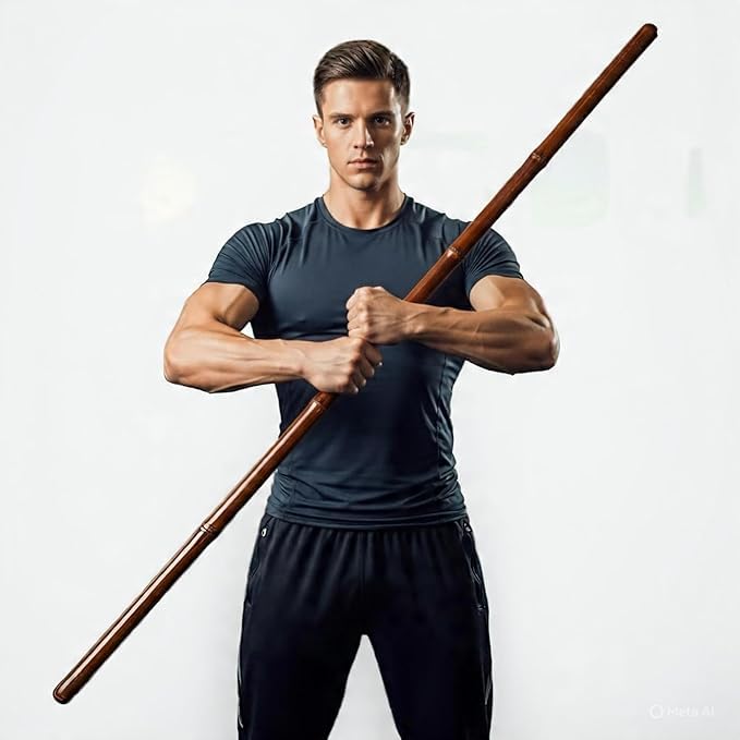 6 Feet Natural Wooden Cane for Balance Training, Strength Exercise, Physical Rehabilitation, Fitness Activities, Ambidextrous-image-13
