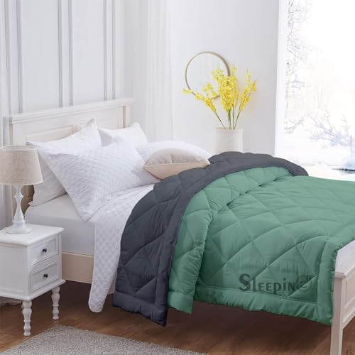 Image of 600 GSM Heavy Winter Double Bed Comforter | Microfiber, Breathable, Reversible,Soft, Lightweight & Machine Washable Comforter for Double Bed 90x100 Inch - SageDark Gey