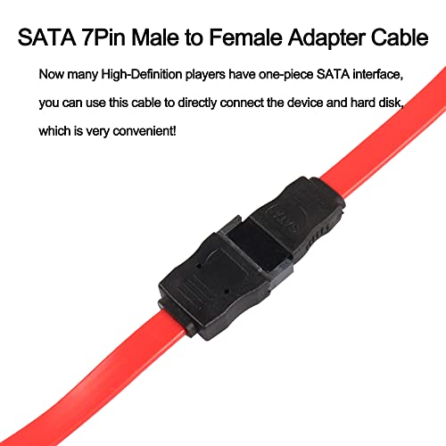 MEIRIYFA 2Pcs 50cm SATA 7Pin Male to Female Extension Cable for Hard Disk Drive and Optical Drive, Red - Image 3