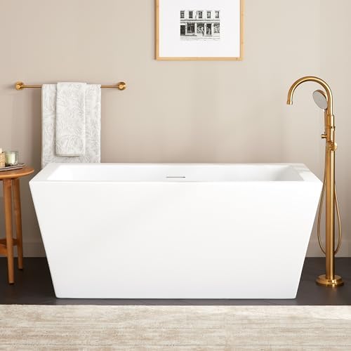 Signature Hardware 953886-59-I Mayim 59" Acrylic Soaking Freestanding Tub with Integral Drain and Overflow - Matte White