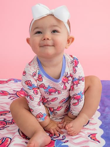 Image of RuffleButts Baby Girls UPF 50+ Sun Protection Floral Printed Long Sleeve One Piece Rash Guard Swimsuit with Zipper