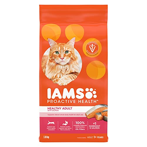 IAMS Proactive Health Healthy Adult Dry Cat Food with Salmon, 3.18kg Bag