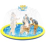 107 inch Extra Large Non-Slip Splash Pad Sprinkler for Kid and Dog, Kiddie Dog Pool, Toddler Outdoor Toys for Ages 3-12 Boys Girls, Summer Outdoor Water Kids Toys, Parent Games, Backyard, Lawn