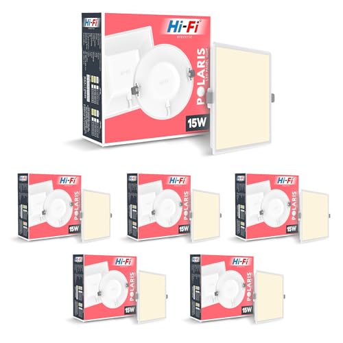 Image of elleys' Polaris + Square LED Panel Light - 15W (Warm White) | Tested Upto 4kV Surge Protection | Recessed Ceiling led Light Downlight for Home & Commercial (6 Pcs)