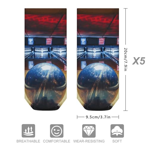 Bowling Socks Low Cut Ankle Sock Short Socks Casual Socks Running Hiking Socks 5 Pairs Unisex2