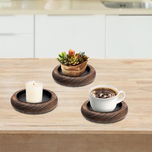 Miniatura 4 de 2 Platos Para Velas, Candelabros De Madera, Portavelas Para Velas De Hasta 8 Cm De Diámetro, Posavasos Redondos, Bandeja Para Bodas, Decoración De Mesa Y Salón