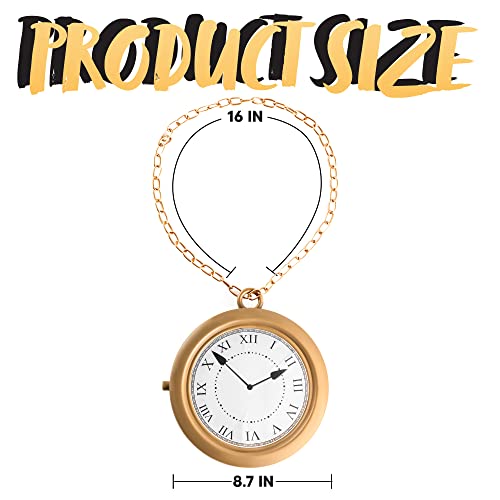 Spooktacular Creations Gold Clock Necklace Halloween Jumbo Gold Necklace White Rabbit Clock Hip Hop Rapper for Kids Women Men Halloween Party Decorations, White Rabbit Costume4