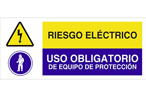Señal Poliestireno 1,5Mm 717X297 En Oferta Cofan Cao12Pl717297 - Señal De Seguridad&Quot;Riesgo Eléctrico/Uso Obligatorio De Equipo De Protección&Quot;