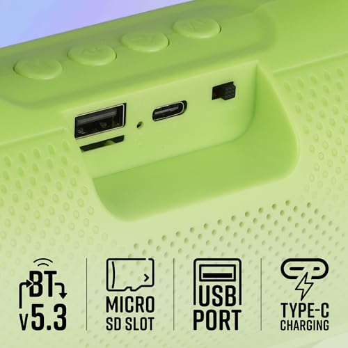Image of ZEBRONICS Sound Feast 40 Portable Bluetooth Speaker, 8 Watts, Dual 5.2cm Drivers, Passive Radiator, Upto 10 Hours Playback, BTv5.3 | USB | mSD | TWS, Call Function, Deep Bass (Green)